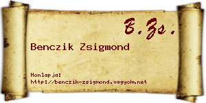 Benczik Zsigmond névjegykártya